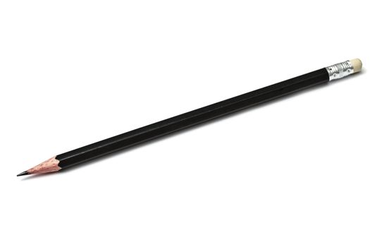 Black pencil isolated on white background 
