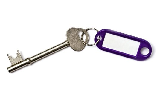 Blank tag and a key isolated on white background 
