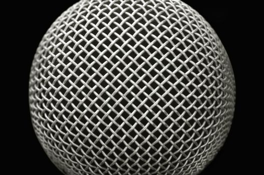 close-up studio microphone abstract on black
