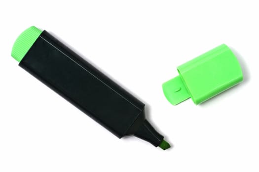 Green highlighter isolated on white background 
