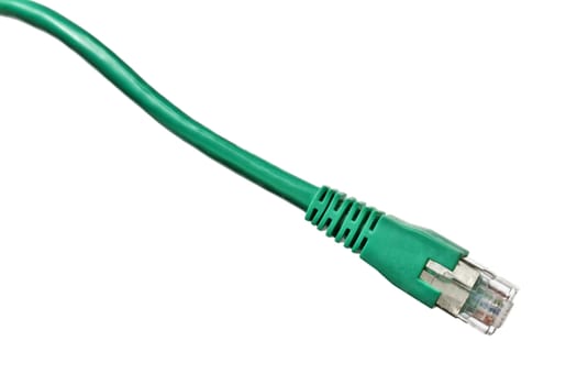 Green network plug isolated on white 

