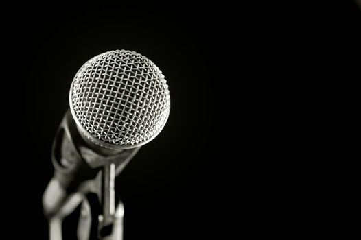 vocal microphone isolated on black