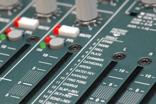 mixing soundboard reverb settings close-up