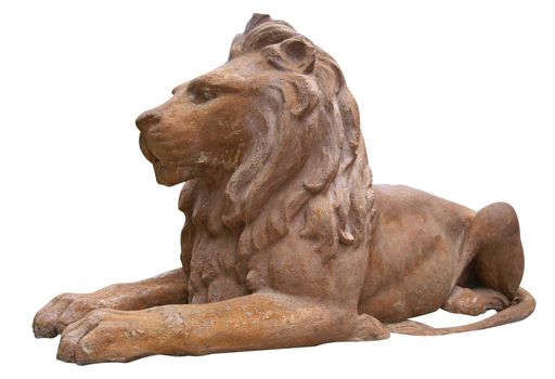 Concrete Lion isolated with clipping path           