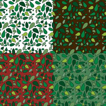 Set of four seamless leafy backgrounds for stationery or wrapping paper.