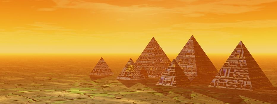 pyramids and landscape yellow