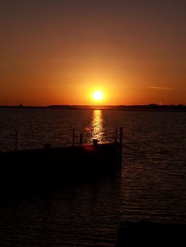 The North Carolina Coast shown at night along the docks