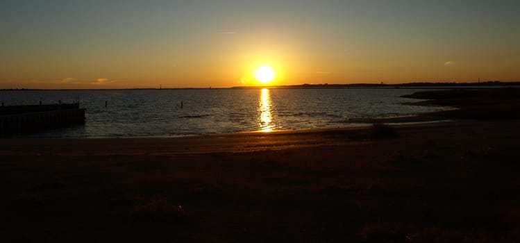 The North Carolina Coast shown at night along the docks