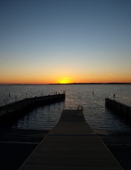 Sunset along a dock in North CarolinA