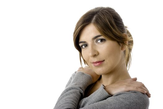 Close-up portrait of a fresh and beautiful young woman, isolated on white.