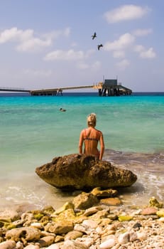 girl caribean island sky sun