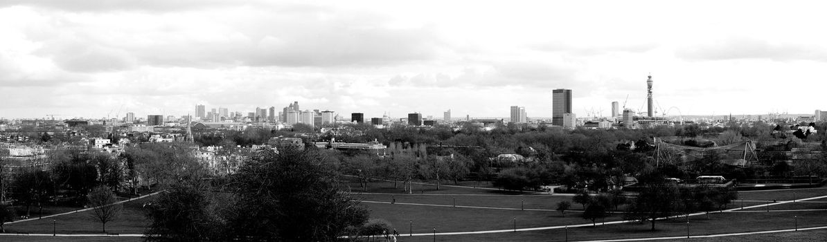 London panorama - city skyline seen from Primrose Hill