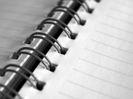 Detail of a blank page on a notebook