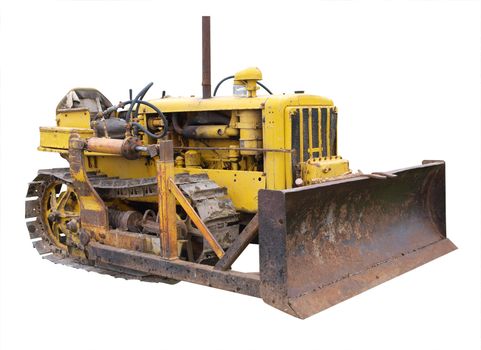 Vintage Bulldozer isolted with clipping path        