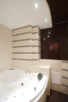 The beautiful modern bathroom finished with a tile