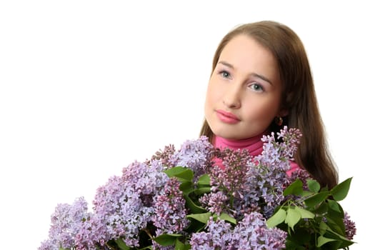 The young Girl with a lilac bouquet