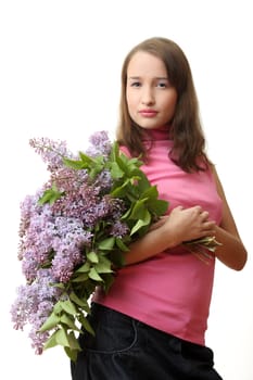 The young Girl with a lilac bouquet