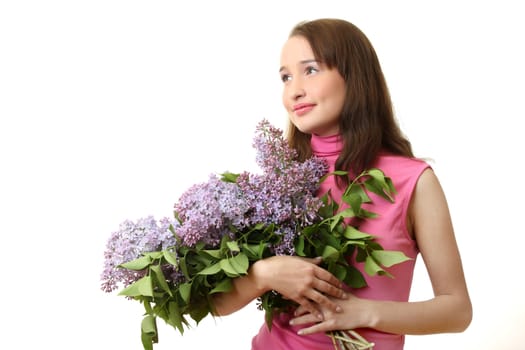 The young Girl with a lilac bouquet