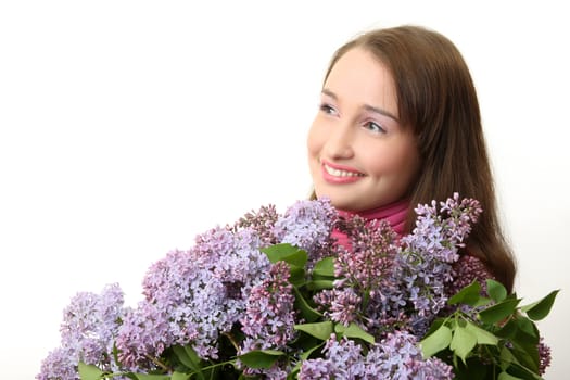 The young Girl with a lilac bouquet