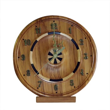 Wooden Clock isolated with clipping path       