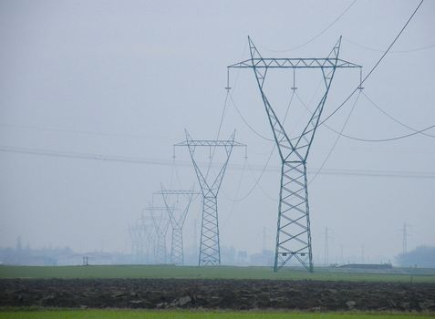 a line of electricity pylons