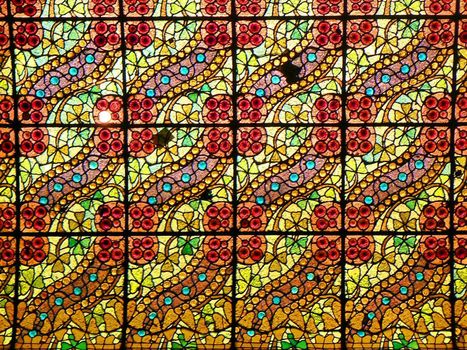 Stained glass and colors red yellow