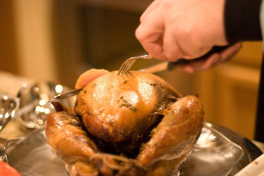 picture of cutting the holiday turkey