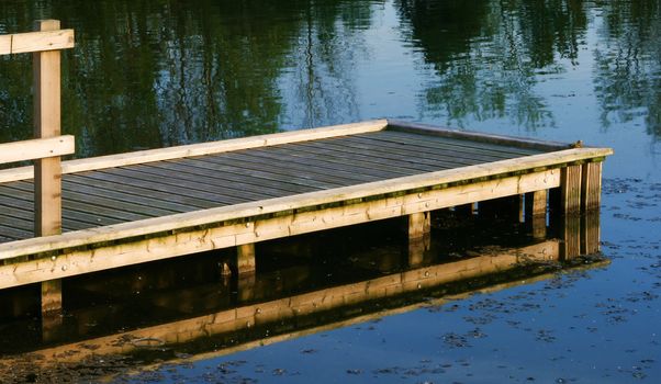 wooden jetty at the lakes edge