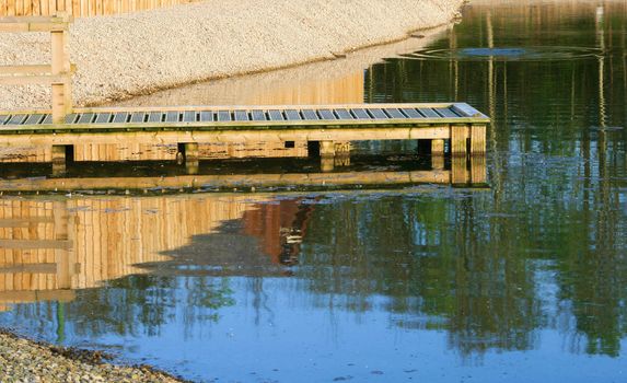 wooden jetty at the lakes edge