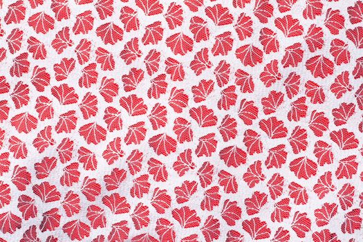 Tulle fabrics on red, background from matter