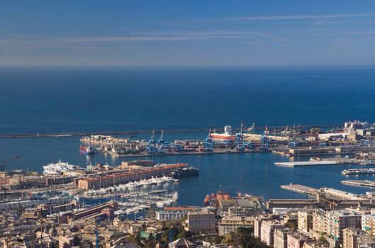 Port of Genoa landscape taken with polarizer filter