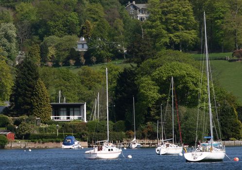 boats and yachts on windermere lake