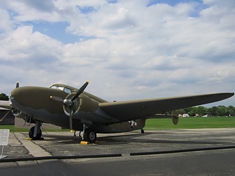 A photograph of a vintage military airplane.
