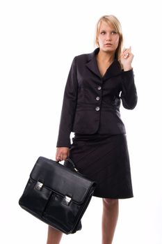 The girl in a business suit with a briefcase