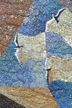 Mosaic representing seagull on the sea