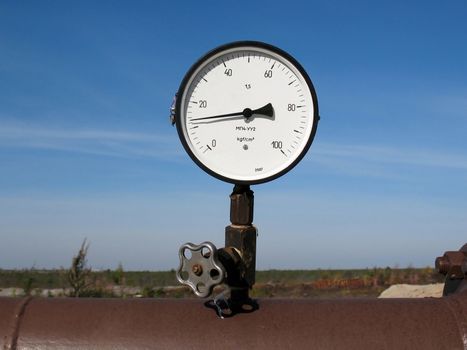 Manometer on a oil pipeline.