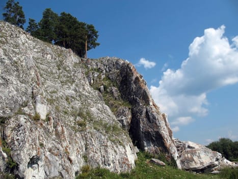 Mountain cliff in Urals mountains.