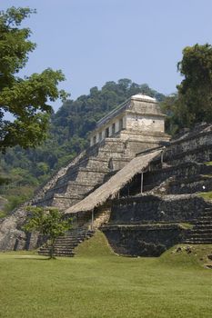 Temple of the Inscriptions in the mayan ruins at Palenque, Mexico