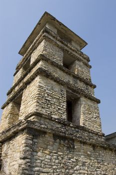 Detail of Tower in the castle at the Paleque Mayan Ruins