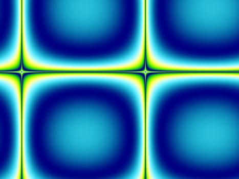 A blue, green and yellow repeating "tile" design, a computer-generated fractal.