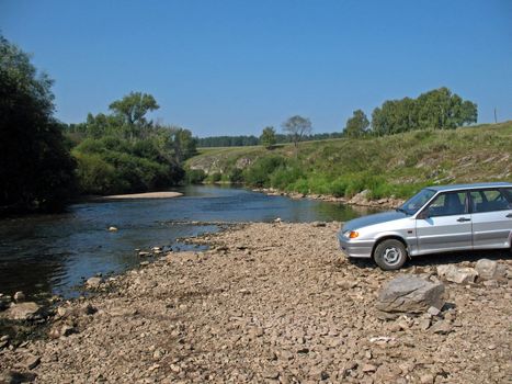 Mountain river in Urals mountains.