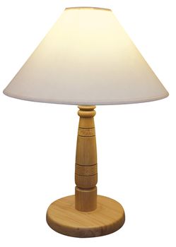 Wooden Based Lamp with  shade isolated with clipping path 
