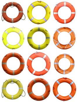 Collage of  life buoy for safety at sea