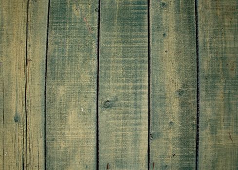 Green stain on a weathered wooden fence