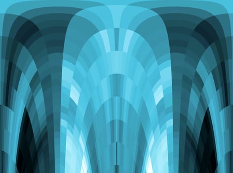 abstract blue retro style cube and curves image