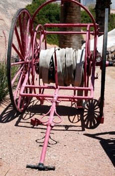Hose reel on a fire wagon