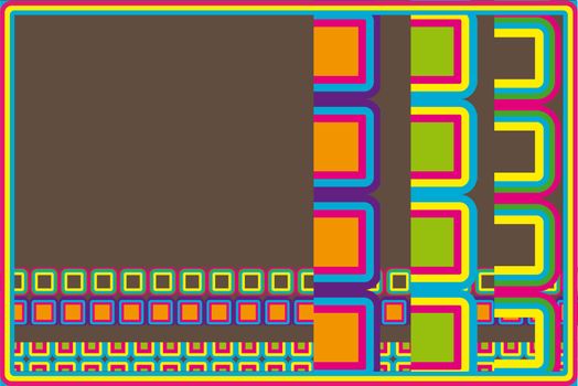 colorful retro squares on a brown background
