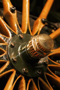 vintage wood spoked vehicle wheel circa 1920