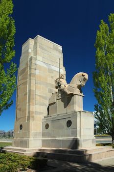 memorial to george sculpture in front of canberra parliament house
