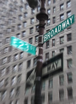 broadway sign, zoom blur, photo taken on 23st street